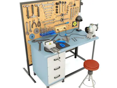 Workbench and garage tools 21 Items - Collection 2 3D model