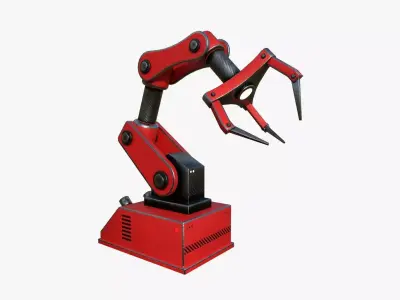 Robotic Hand A04 Red - Machinery Industrial Design Low-poly 3D model