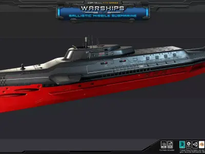 WARSHIPS - Ballistic Missile Submarine  Low-poly 3D model