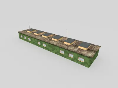 low poly military building 3 Low-poly 3D model