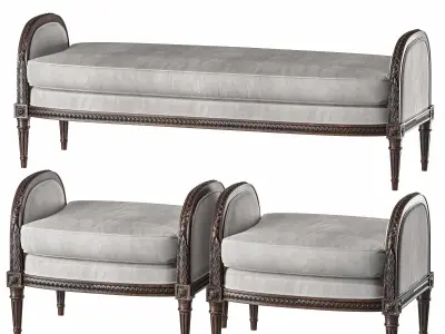 chairish french bench and pouf art 395 3D model