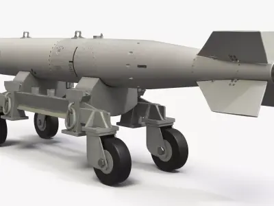 Nuclear Aircraft Bomb with Transport Trolley 3D model
