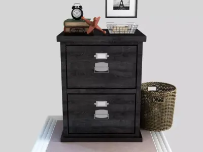 Bedford two-Drawer File Cabinet Antique White 3D model