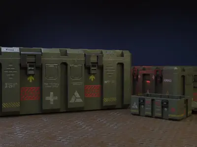 Military boxes GameReady  Low-poly 3D model