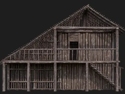 Old Wooden Building 4K Textures GameReady 181 Low-poly 3D model