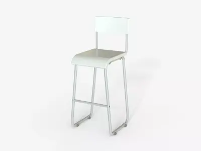 White Steel and Epoxy Bar Chair  3D model