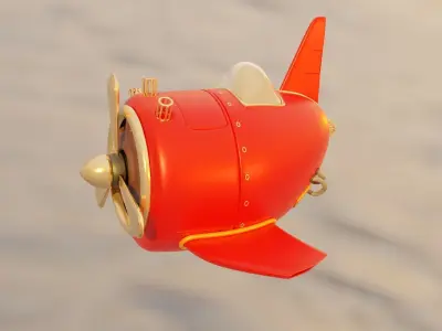 plane toy airplane flying in sky 3D model