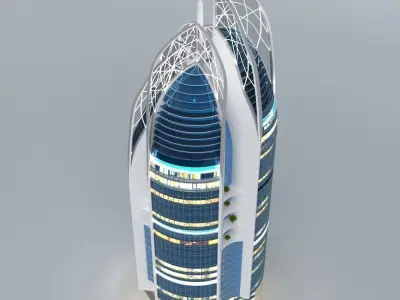 Skyscraper building Low-poly 3D model