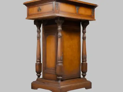 Antique Wooden Podium - Ornate Church Pulpit 3D Model Low-poly 3D model