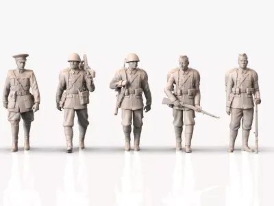WW2 Czechoslovak Soldiers 3D Models Pack  Infantry STL  3D print model