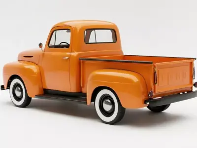 Vintage Orange Pickup Truck 3D model