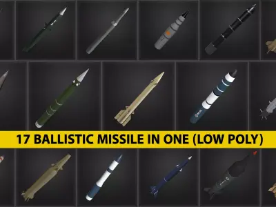 17 IN ONE BALLISTIC MISSILE LOW POLY Low-poly 3D model