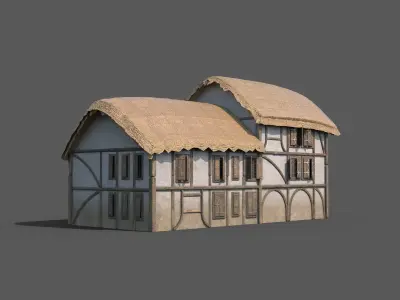 Medieval Village House 03 Low-poly 3D model