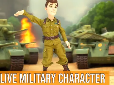Olive Military Character model pack Low-poly 3D model