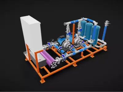 10m3h Industrial Filtration System 3D model