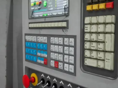 Industrial CNC Lathe Machine Low-poly 3D model