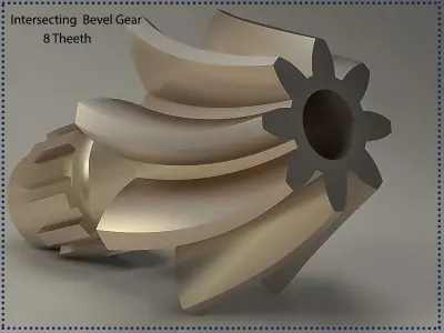 Original sizes  Helical  Bevel Gear 8 Theeth 3D print model 3D print model
