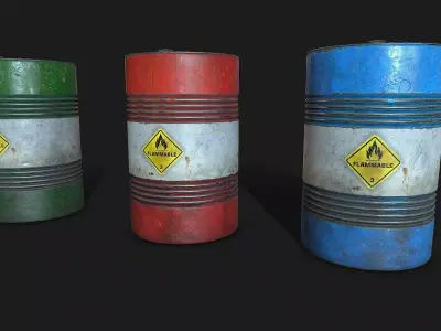 Fuel Barrels Low-poly 3D model
