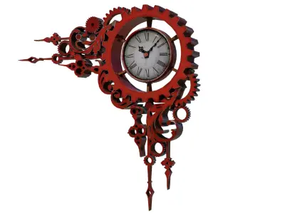 Steampunk Clock Low-poly 3D model