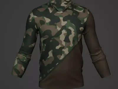 Military Soldier Clothing T-shirt Low-poly 3D model 76