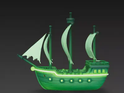 Stylized Ghost Pirate Ship 3D Model 3D Model Low-poly 3D model