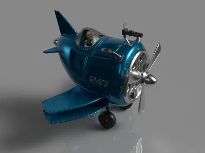 Cartoon Aircraft Code 247  Low-poly 3D model