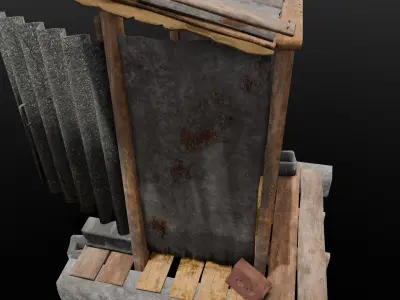  Rusted Old Toilet Low-poly 3D model