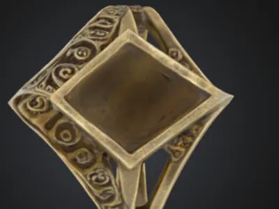 Mystical Gold Ring 3D Model Fantasy Jewelry FBX 3D model