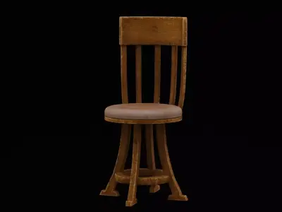 Wooden Chair Low-poly 3D model 18