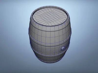 Wine Barrel Medieval style Low-poly 3D model