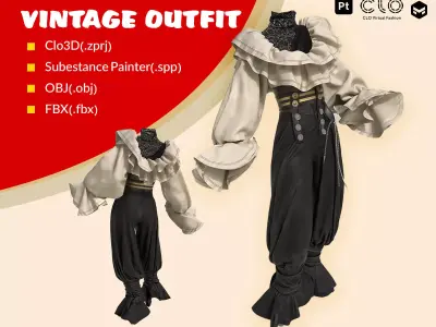 vintage female outfit 3D model
