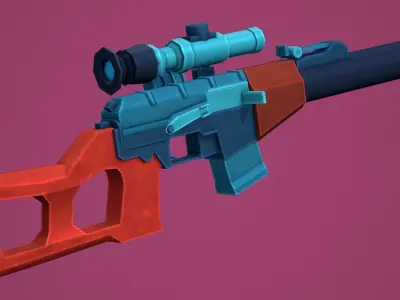 Stylized VSS Vintorez Low Poly  Low-poly 3D model