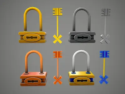 PADLOCK  9 CARTOON STYLIZED Low-poly 3D model