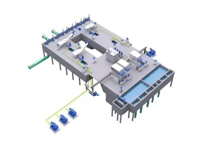 Wastewater treatment plant - industrial drainage kit 3D model