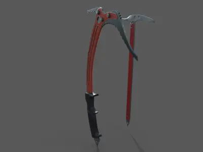Ice axe  Low-poly 3D model