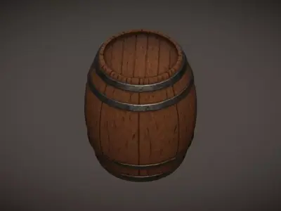 Low Poly Barrel wooden Low-poly 3D model