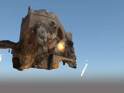 Realistic Castle On Rock Low-poly 3D model