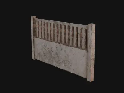 Concrete Fence Low-poly 3D model purchase