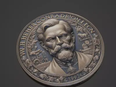 Wilhelm Conrad Rontgen Medallion 3D print model