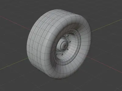 A Cartoon Truck Wheel and Tyre 3D model