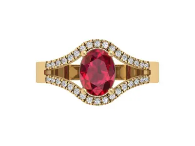 Ruby Oval Solitaire Ring 3D print model