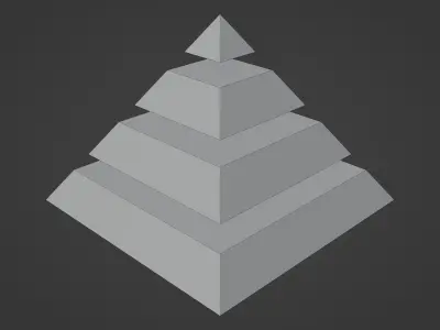 Pyramid Separated in 4 Parts Low-poly 3D model
