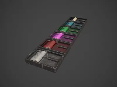 Paint Roller and Tray - Color Variations Low-poly 3D model