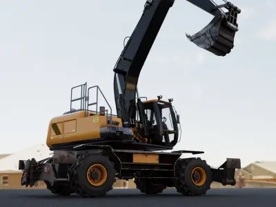Wheeled Excavator 3D model purchase