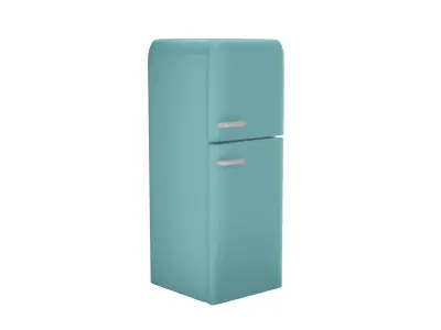 Blue Metal Retro Refrigerator Free 3D model