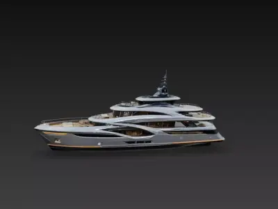 Ultra Luxury Mega Yacht 3D Model Modern Multi Deck Super Yacht 3D print model