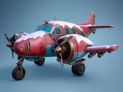 Free Stylized Frozen Lowpoly Airplane Free low-poly 3D model