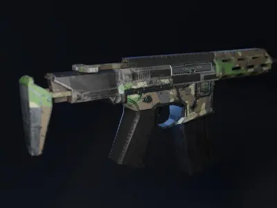 Small Rifle For Game- AR-VR Low-poly 3D model