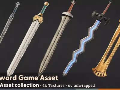 22 Sword with Texture - Game Asset 3D model