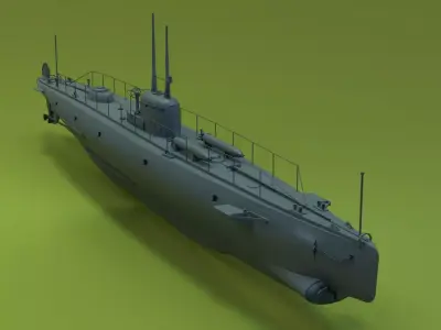 Brazilian F-Class Submarine Low-poly 3D model